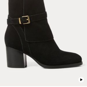 Ralph Lauren Genuine Leather Black Suede Booties size 6 1/2
